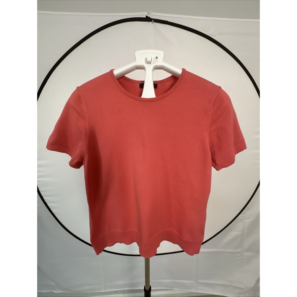 Lands' End Women's Sz Large(14-16) Crewneck Sweater Top Vibrant Coral